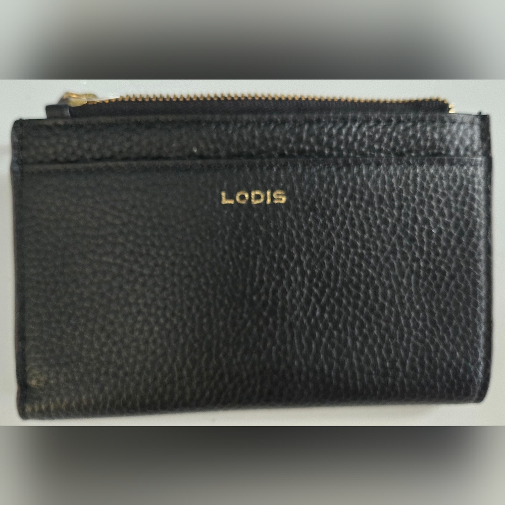 Lodis Black Pebble Leather Wallet RFID Zip Around Bifold Card Holder Classic - Picture 3 of 11